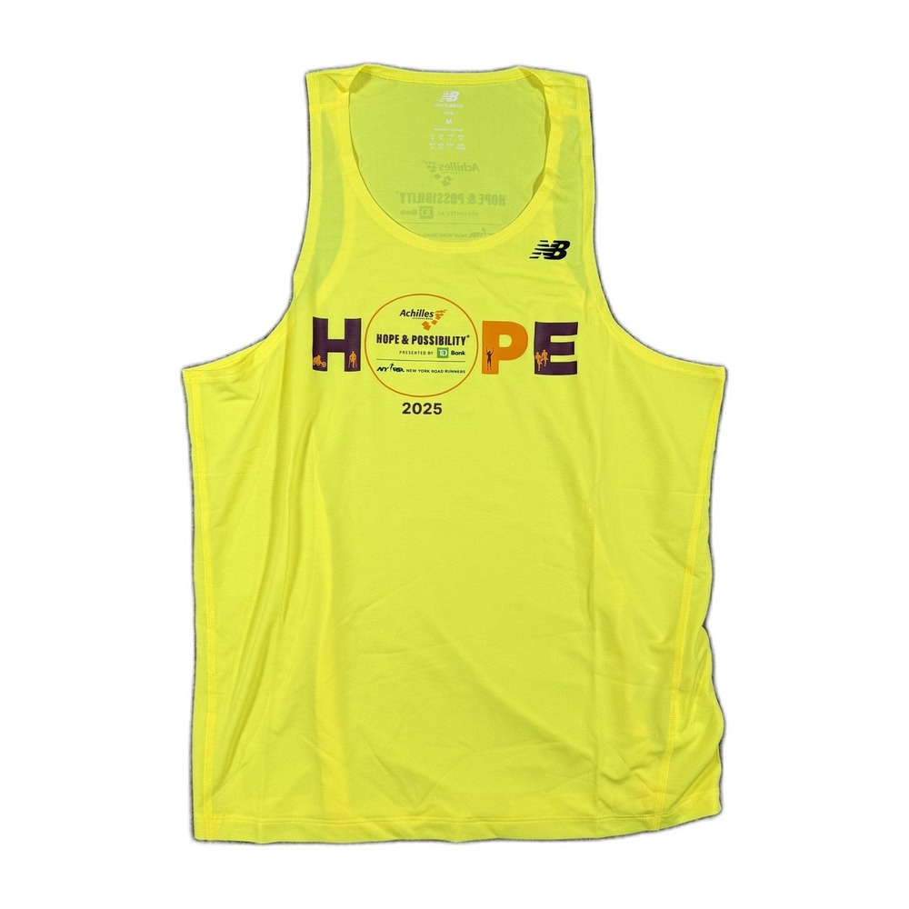 New Balance Mens Achilles Hope & Possibility 2025 NYRR Running Singlet Neon M